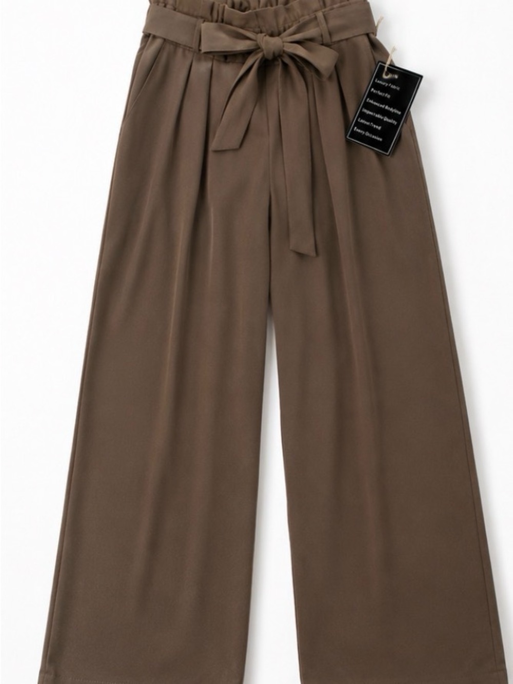 HAVE Los Angeles Brown Paperbag Waist Wide Leg Pants Belted Small NWT